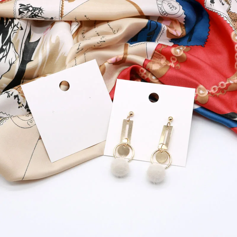 

Paper Earring Jewellry Display Card 8*8cm Pure White Ornament Packaging Jewelry Accessories Cards Customize logo