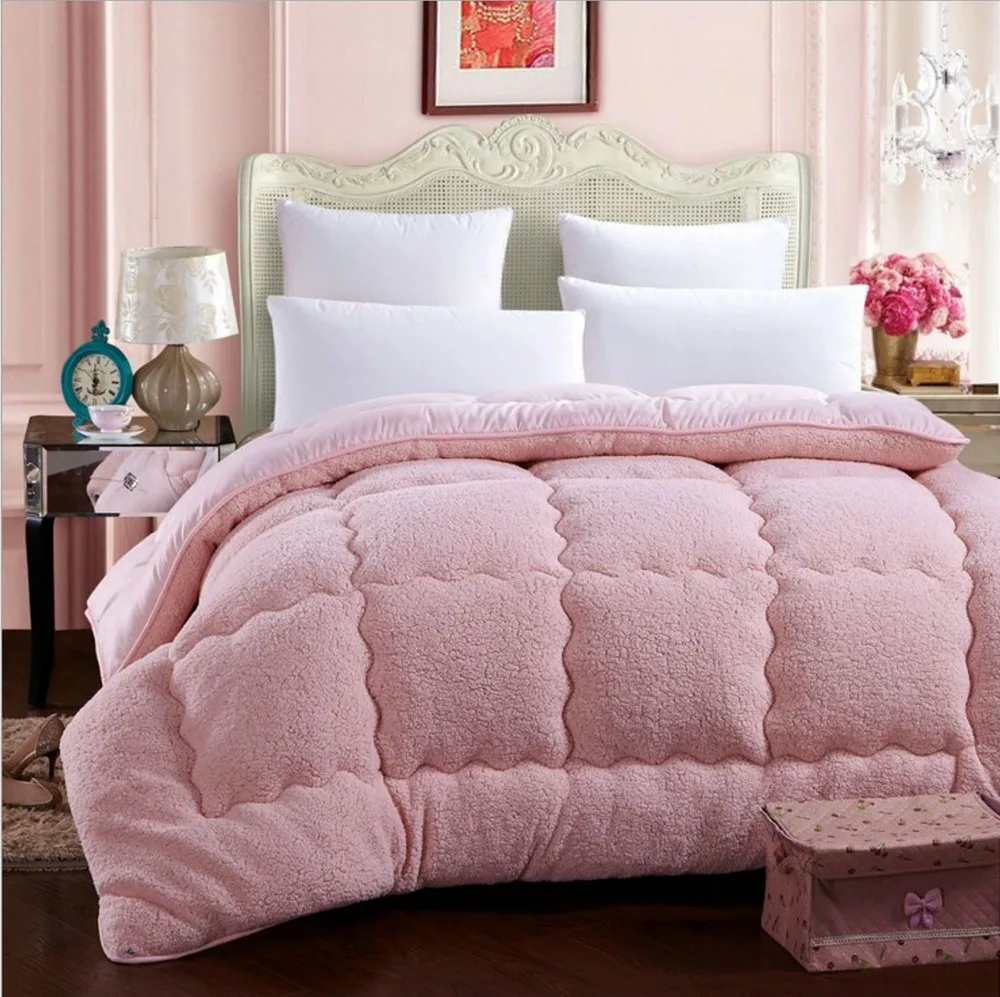 

1PCS Lamb cashmere velvet Fabric warm winter wool quilt thicken comforter duvet blanket king queen size double Cashmere