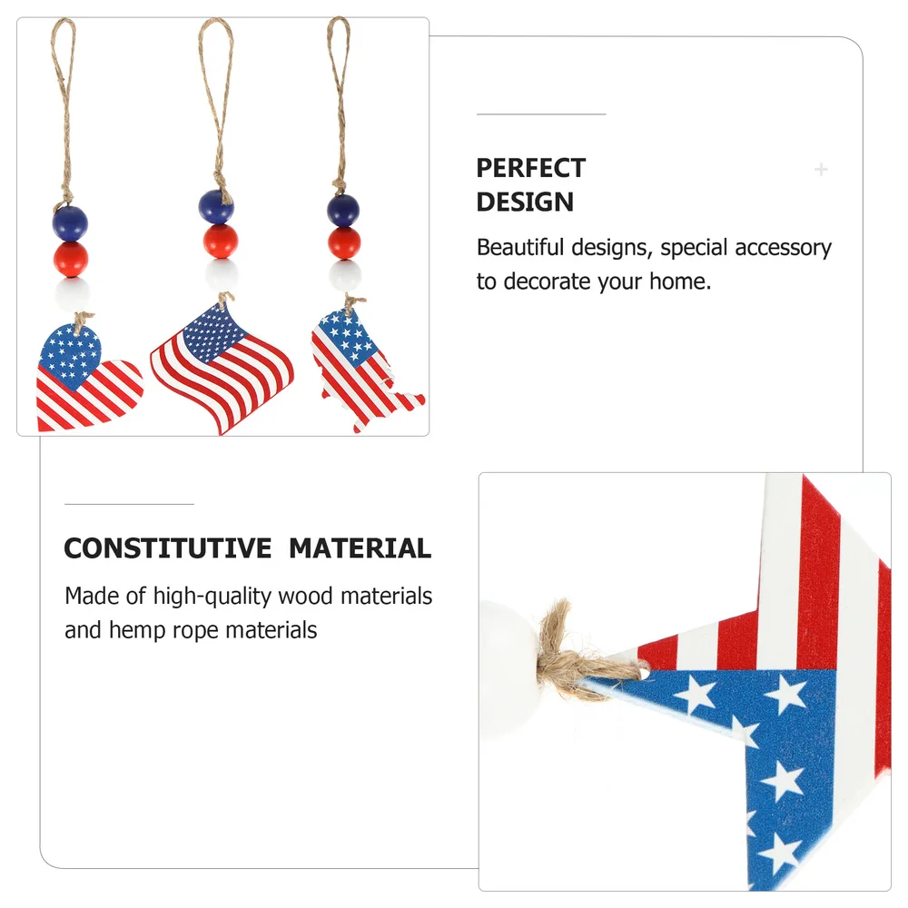 

4pcs Independence Day Pendant Exquisite Bead Hanging Tag Festival Hanging Decors