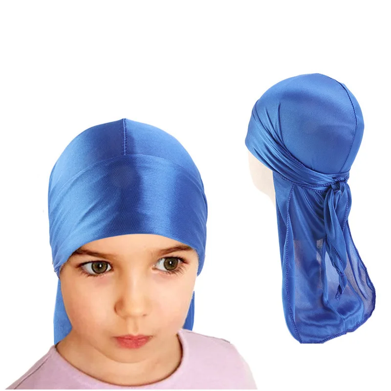 

Unisex kids Breathable Bandana Hat velvet Durag do doo du rag long tail headwrap chemo cap