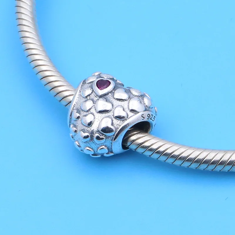 

Genuine 925 Sterling Silver Charm Mum In A Million Embellished With Raised Hearts Beads Fit pandora Bracelet & Necklace Jewelry