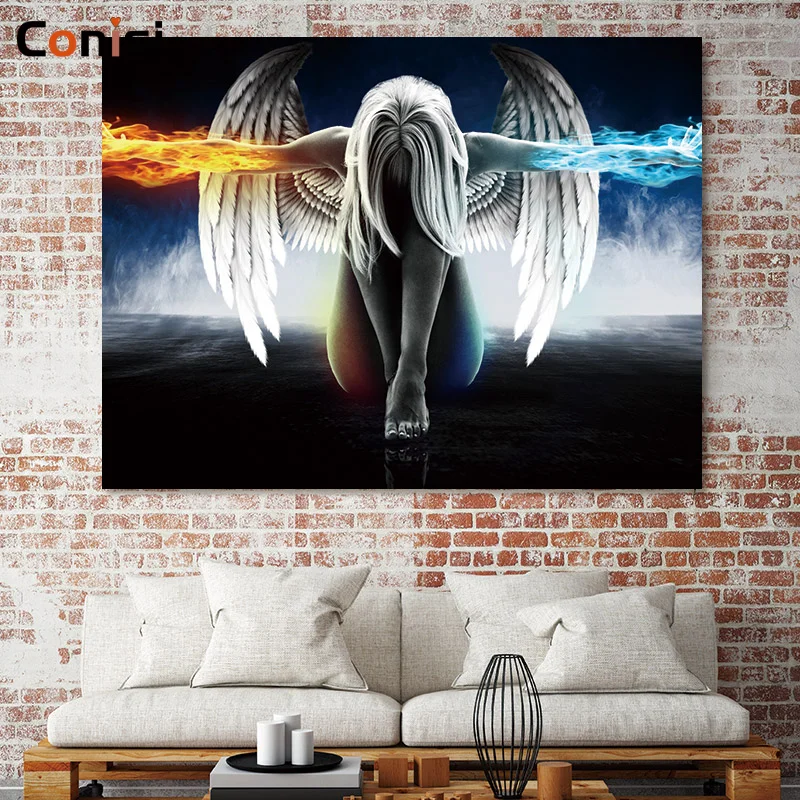 Conisi Скандинавская Картина на холсте Настенная картина принт ангел и демон