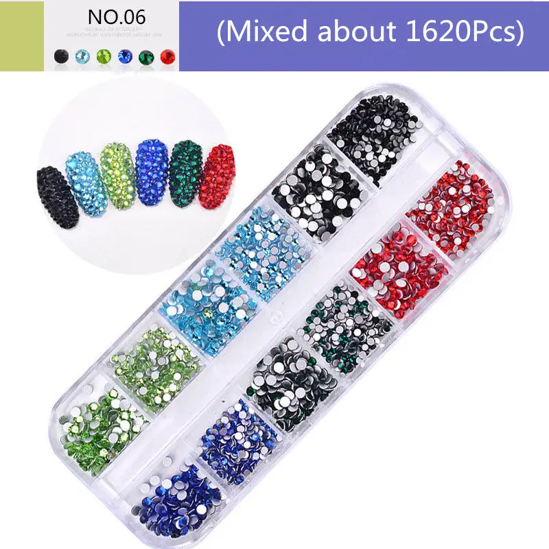 2080 Pcs Nail Glitter Rhinestones Silver Flat Bottom Drill Diamond For UV Polish Mixed Size Rainbow Art Jewelry | Красота и здоровье