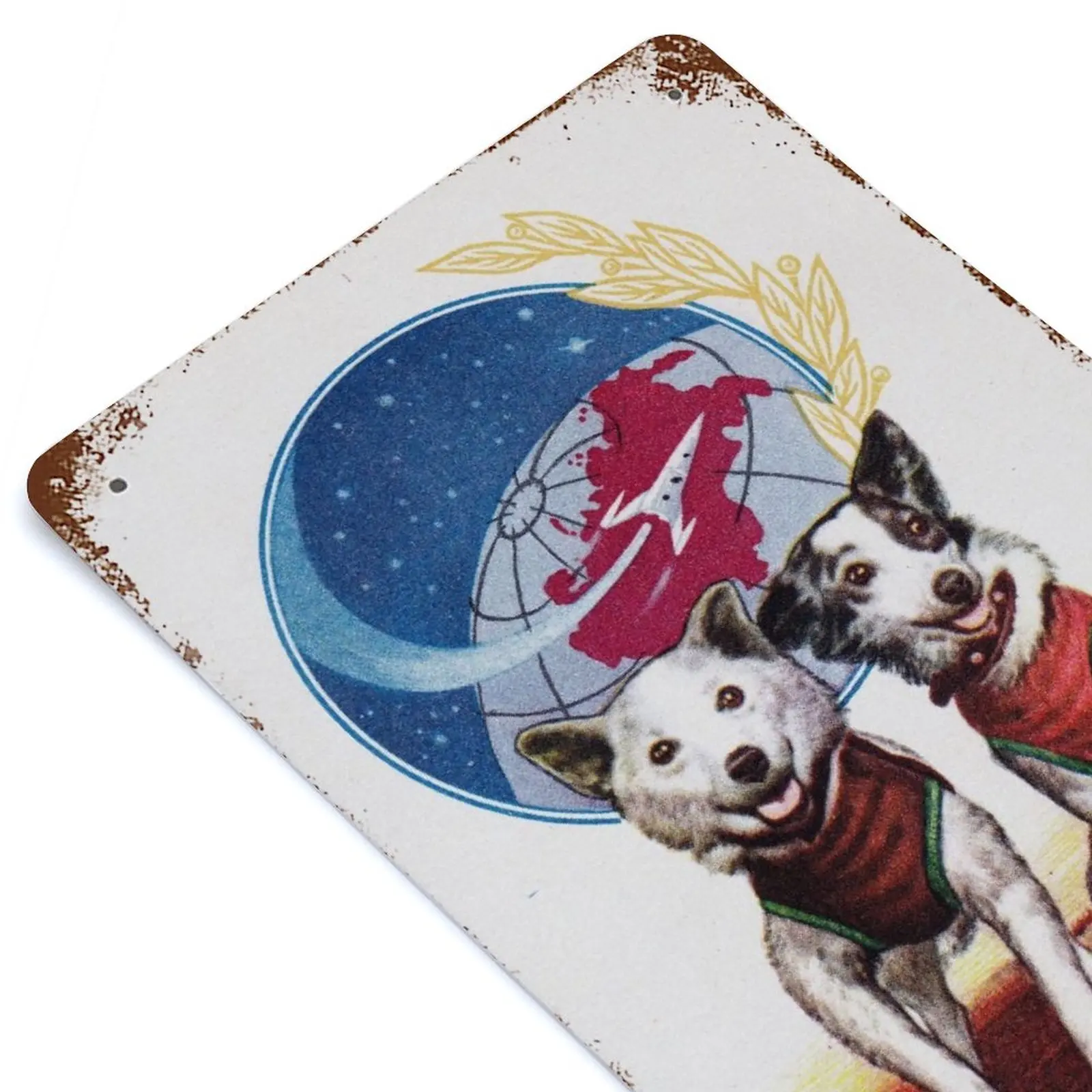 

Belka Strelka Printed Vintage Metal Poster Home Pub Bar Garage Wall Decoration Tin Sign Plaque Decor