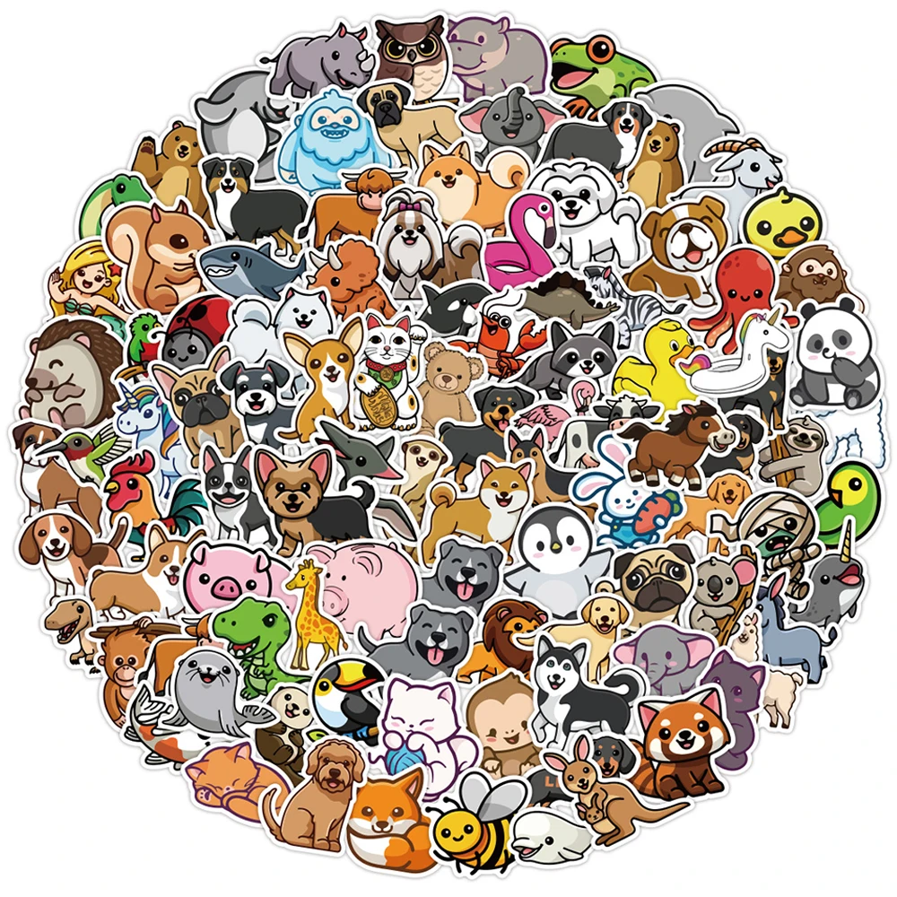 Pegatinas bonitas con dibujos de animales para motocicleta, equipaje de guitarra, monopat&iacute;n, calcoman&iacute;as de juguetes para ni&ntilde;os, regalo, 10/30/50/100 Uds.-0