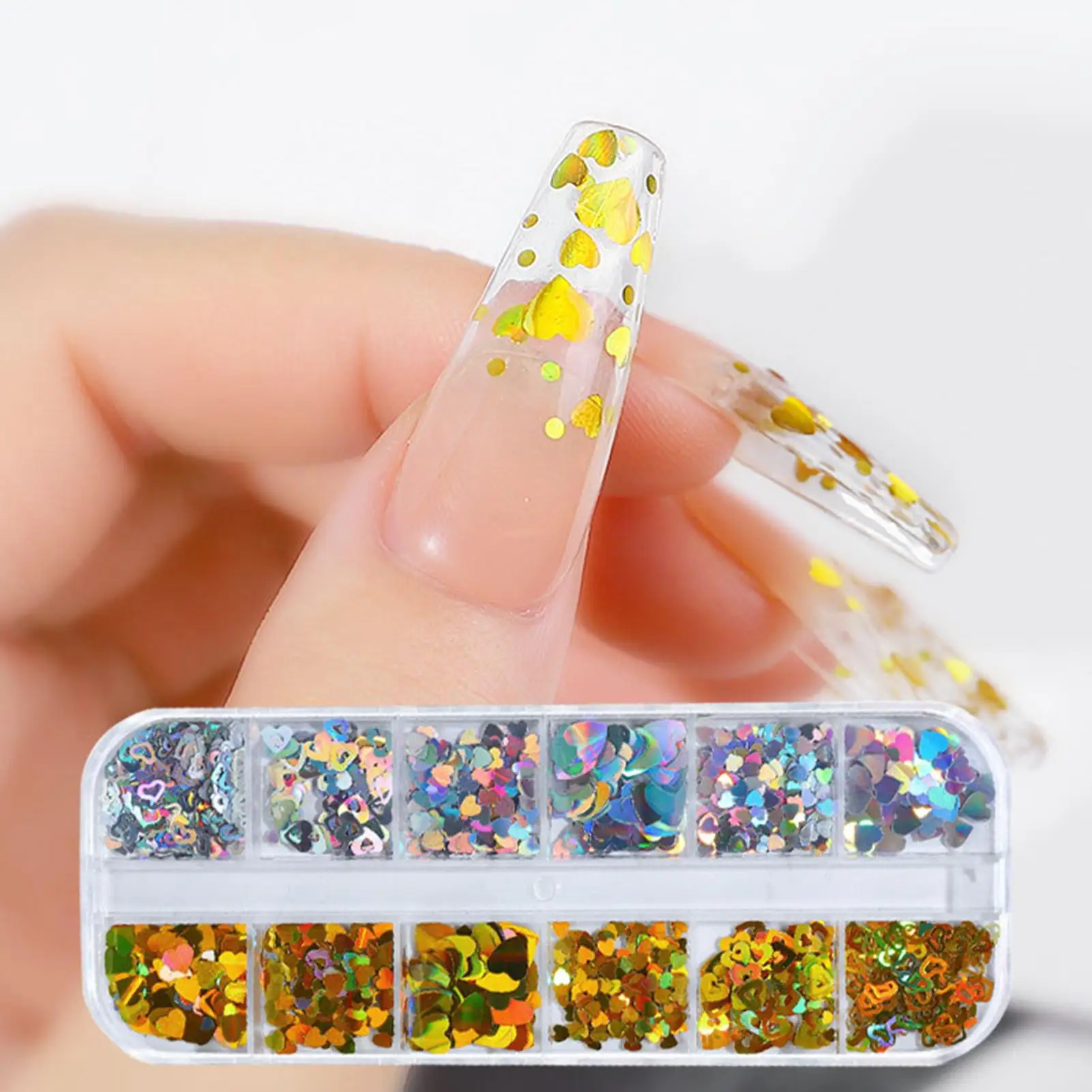 

Letter Design Heart-shaped Ultra-thin Beauty Woman Nail Care Polish Sequin for Party