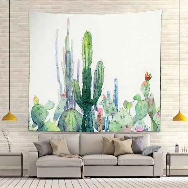 Цветной гобелен с кактусами цветочные и ботанические настенные подвесные