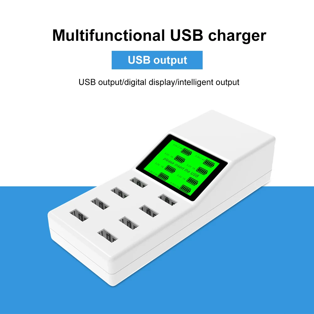 

Multi-Port USB Charger 8-Port 40W/8A Desktop Charging Station Hub with LCD Display