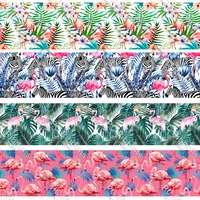wl 16mm 22mm 25mm 38mm 50mm 75mm cartoon flamingo print grosgrain ribbon diy handmade animal collar party decoration