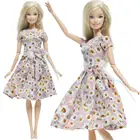 Модное платье для куклы BJDBUS, Розовый Цветочный наряд, мини-платье с бантом, юбка, повседневная одежда для Барби, аксессуары для кукол, детские игрушки