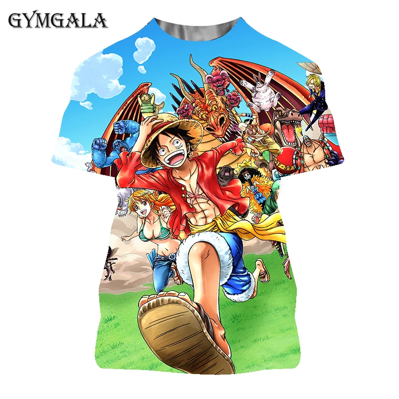 

2021 new one piece boy costume anime Harajuku tops summer men's T-shirt 3D fashion T-shirt men's plus size street clothing
