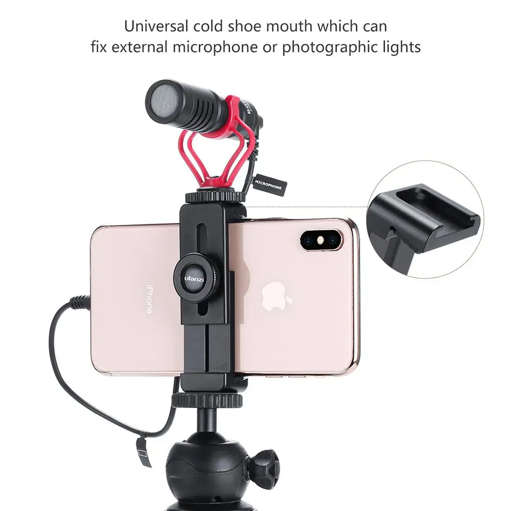 ULANZI ST-02L Smartphone Vlog Phone Mount with Cold Shoe for Microphone Vlogging Stand Holder 1/4 Screw iPhone Android | Мобильные