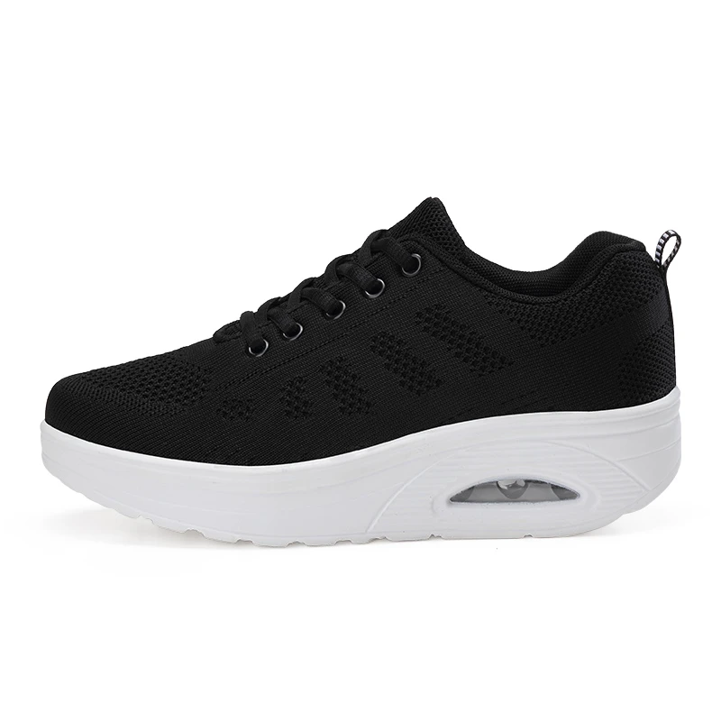 black rocking shoes Визуально увеличивающая рост обувь; женские кроссовки на танкетке; дышащая Спортивная обувь; Scarpe; для фитнеса; Donna; летняя обувь для танцев - Цвет: black rocking shoes