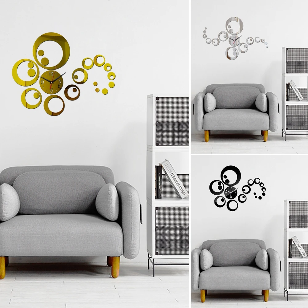 DIY настенные часы современный съемный зеркальный акриловый стикер Настенная