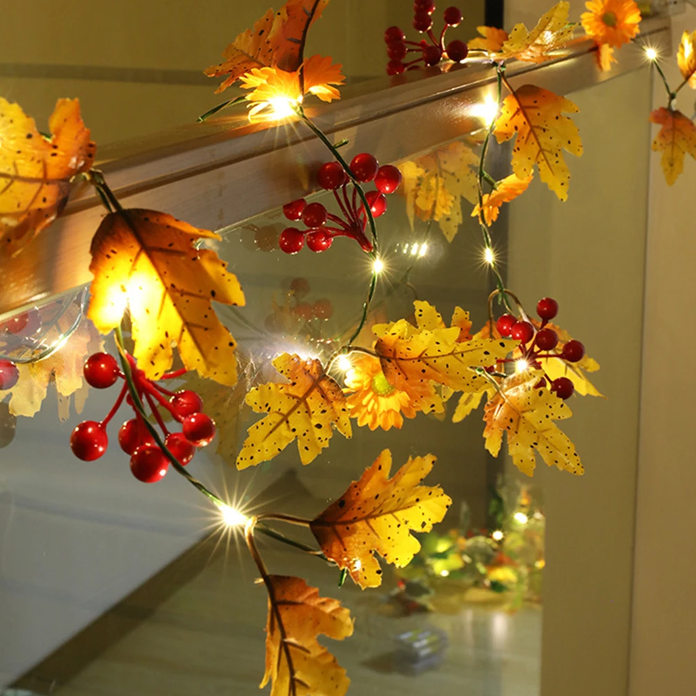 

Thanksgiving Decoration Fall Maple Leaf String Lights 20 LED Fall Leaves Garland Battery Operated Halloween Holiday String Light