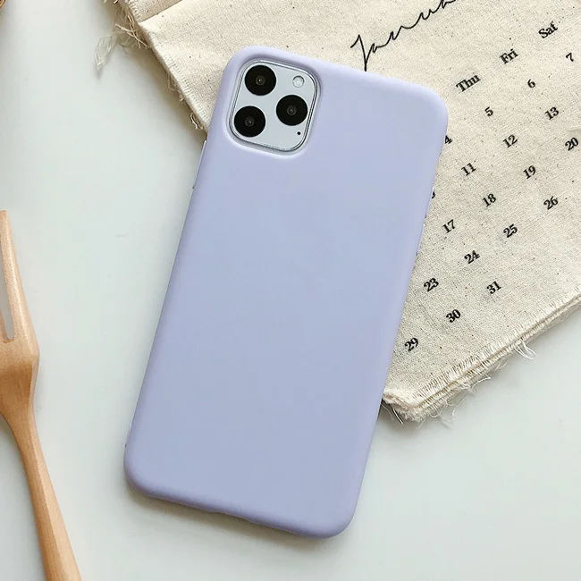 Purple Сплошной Цветной силиконовый чехол s для iphone XR X XS Max 6 6S 7 8 Plus 11 11Pro Max милый карамельный цвет мягкий простой Модный чехол для телефона новинка - Цвет: Purple