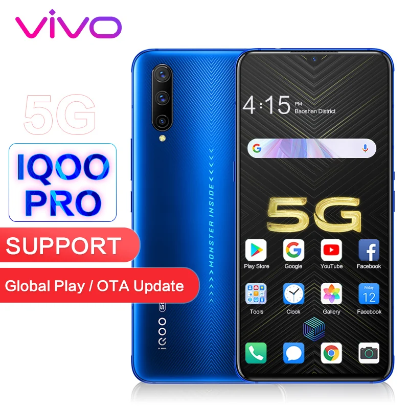 Vivo iQOO Pro 5G поддержка глобальной rom Google NFC оригинальный 6 41 &quotэкран 48MP камера 44 Вт