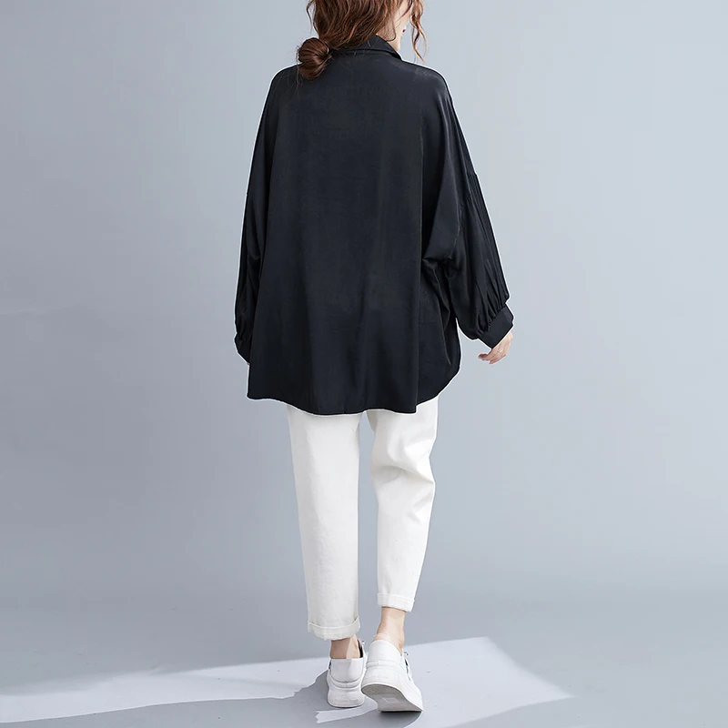 

BIG SIZE 4XL Spring Autumn Women Fashion Solid Color Tops Ladies Female Plus Large Batwing Sleeve Loose Blouse Shirt Blusas