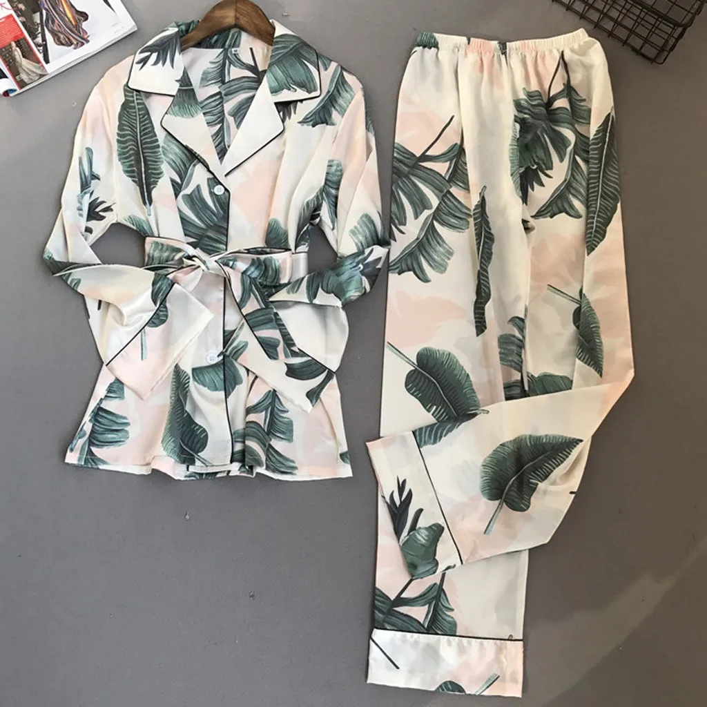 Весенняя пижама с принтом Женский пижамный комплект Пижамный костюм из вискозы