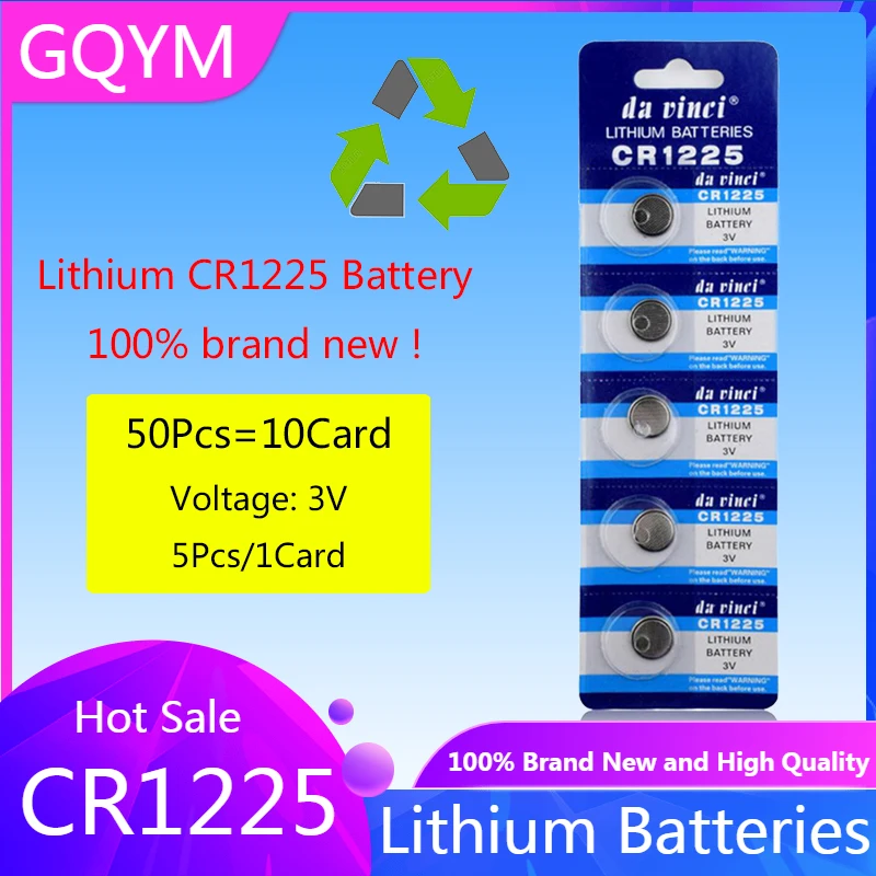 

50PCS 3V Lithium Button Battery CR1225 LM1225 BR1225 ECR1225 KCR1225 Wholesale factory price