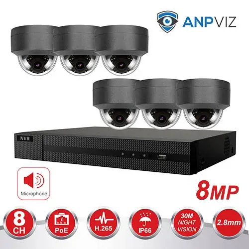 8CH 4K POE NVR Kit Security Camera System 8.0MP IR Indoor/Outdoor CCTV Dome POE IP Camera P2P Video Surveillance Set 2TB HDD - Цвет: 6 Gray 8MP KIT
