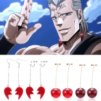 anime jojos bizarre adventure cosplay kakyoin noriaki cherry earrings ear clip jewelry cosplay accessories