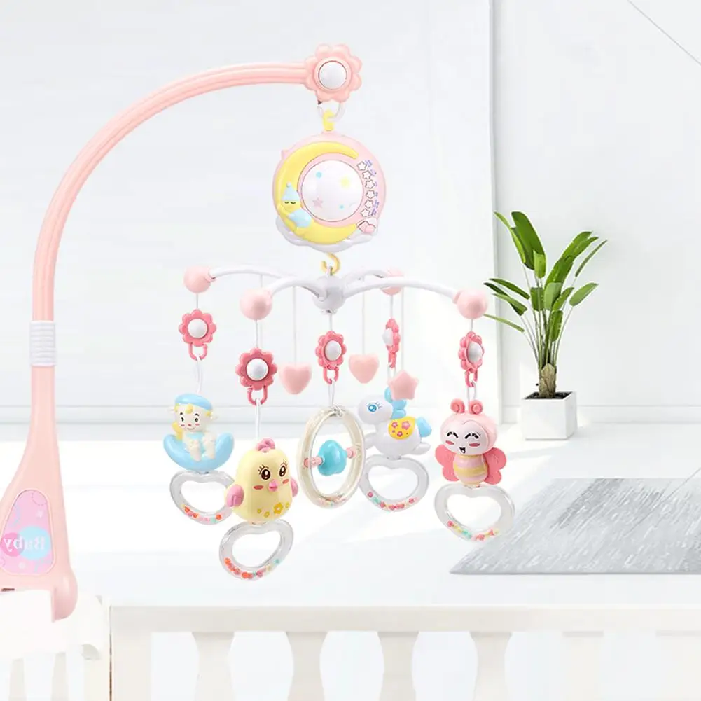 Baby Bed Mobile Rattle Music Toy With Light Projector Hanging Rotating Bell Timing Remote Control | Игрушки и хобби