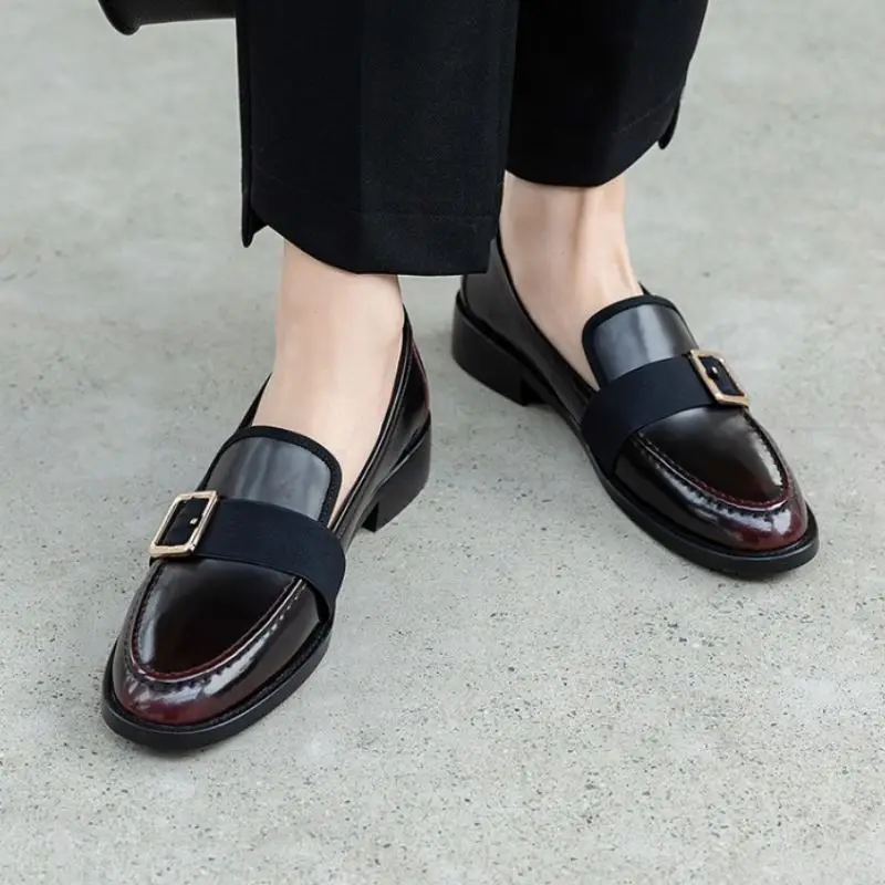 

Rizabina Genuine Leather Women Flats Leisure Office Work Shoes Women Party Preppy Chic Club Flats Footwear Size 34-39