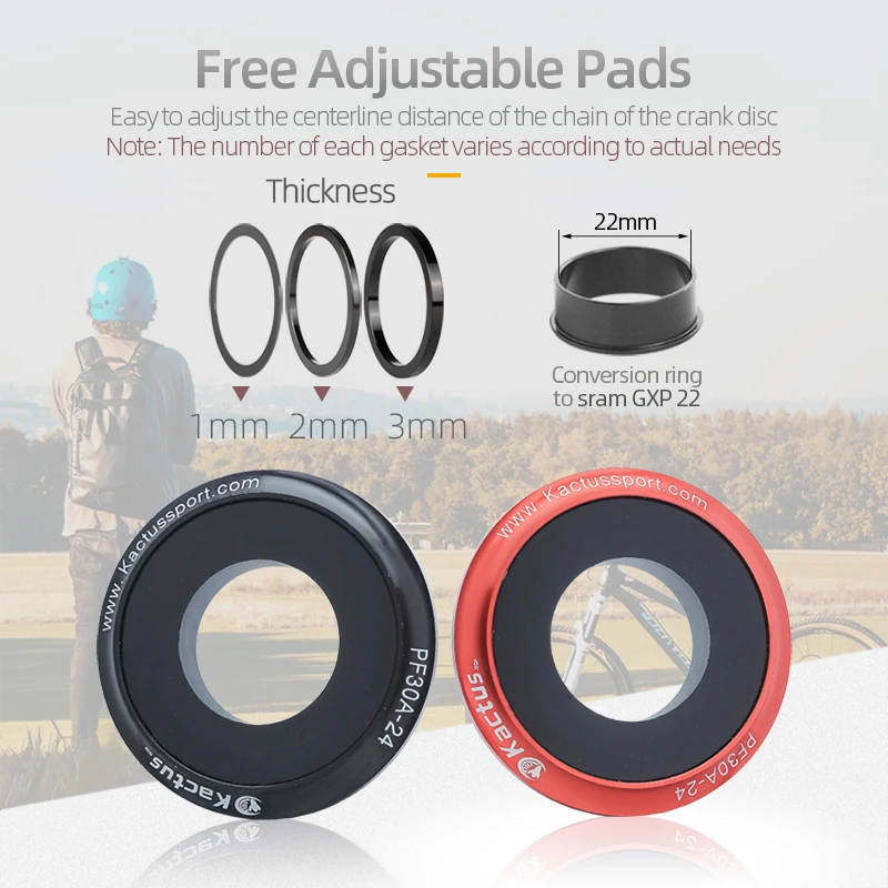 

PF30A-24 Cycling Bottom Bracket for Bicycle 24mm on the Lock Shaft Suitable for Shimano SRAM GXP Road Mountain Bike Cranksets