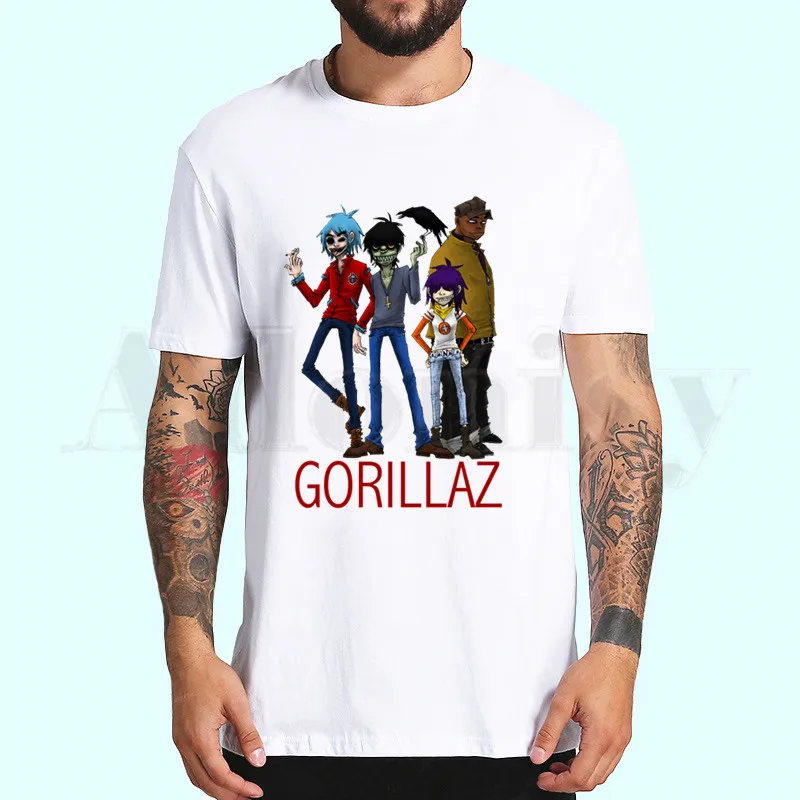 Gorillaz рок группа chakhan Noodle Murdoc Russel футболки с принтом весенние топы летние мужские женские коротким