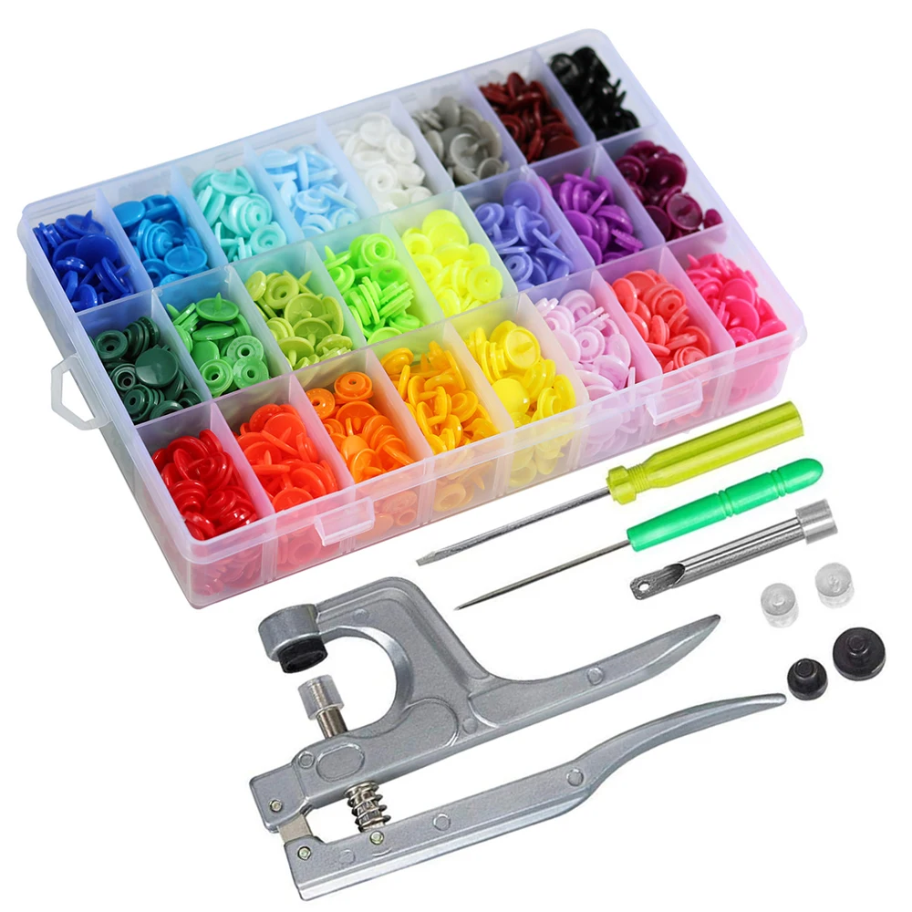 

360 Sets T5 Plastic Snap Buttons with Snaps Pliers Tool Kits & Organizer Containers Easy Replacing Snaps DIY Family Tailor