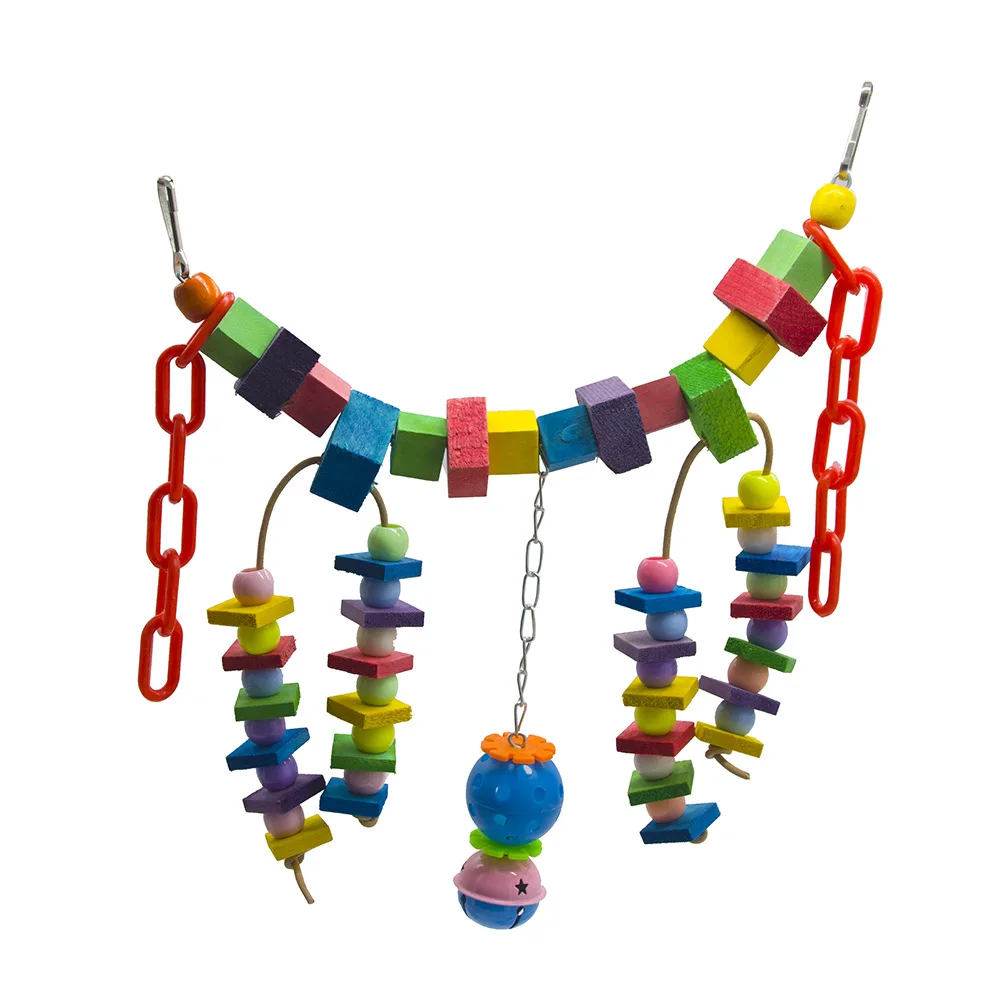 Цветной деревянный блок для попугаев подставка птиц Жевательная рама игрушечный