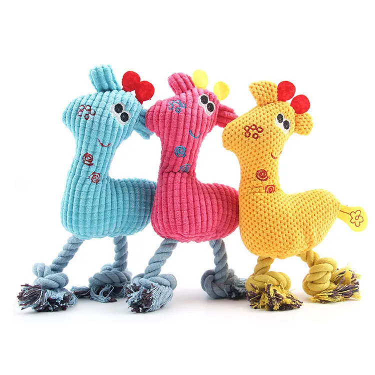 

1PC Cute Plush Giraffe Rope Pets Toys Deer Dolls Puppy Playing Chew Bite Toy Small Dogs Squeaky Interative Toys Dog Training