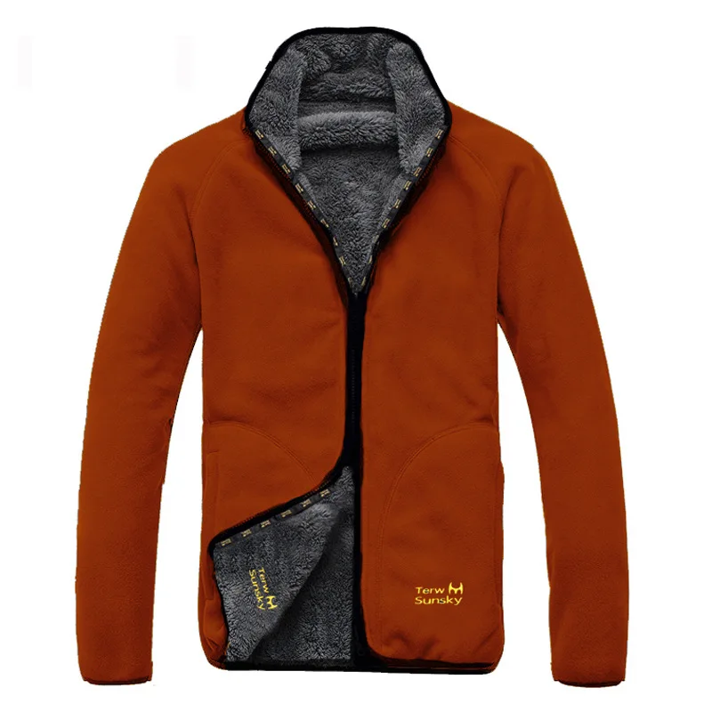 Двусторонняя Толстая флисовая куртка для мужчин осенне зимняя уличная