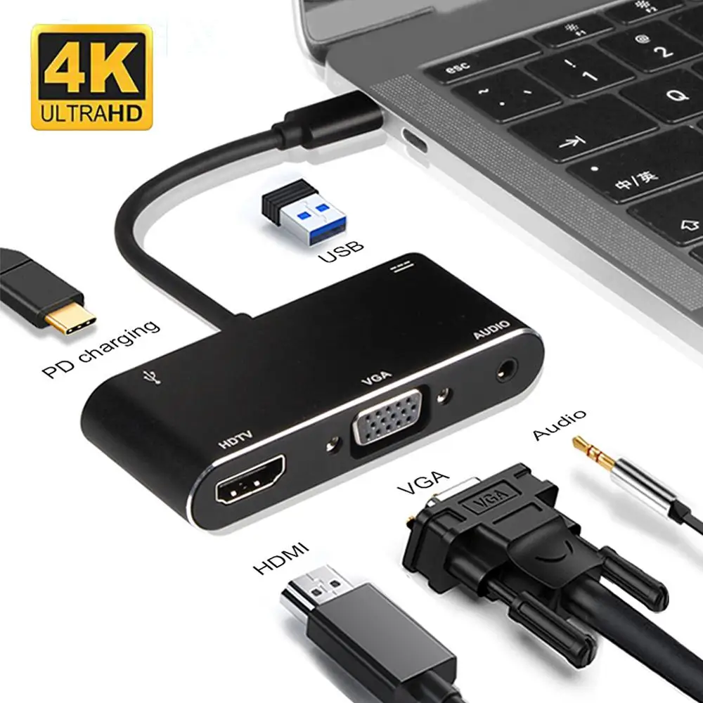 

Адаптер USB Type-C на HDMI, 3,5 мм