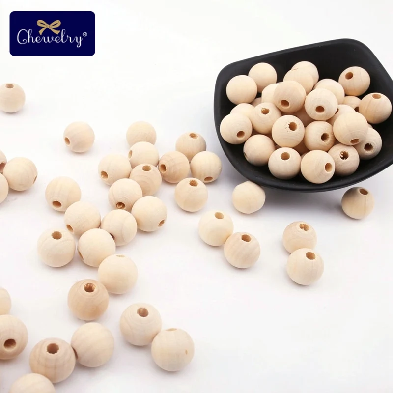 200 шт деревянные бусины Круглые из натурального дерева жевательные крошечные