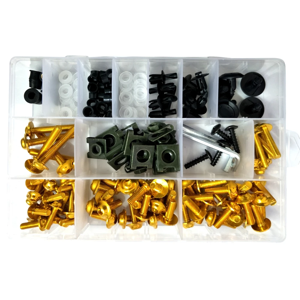 

Aluminum Screw Set With Box Clips Motorcycle Accessories Universal Easy Install Fastener Replacement Colorful Portable Fairing