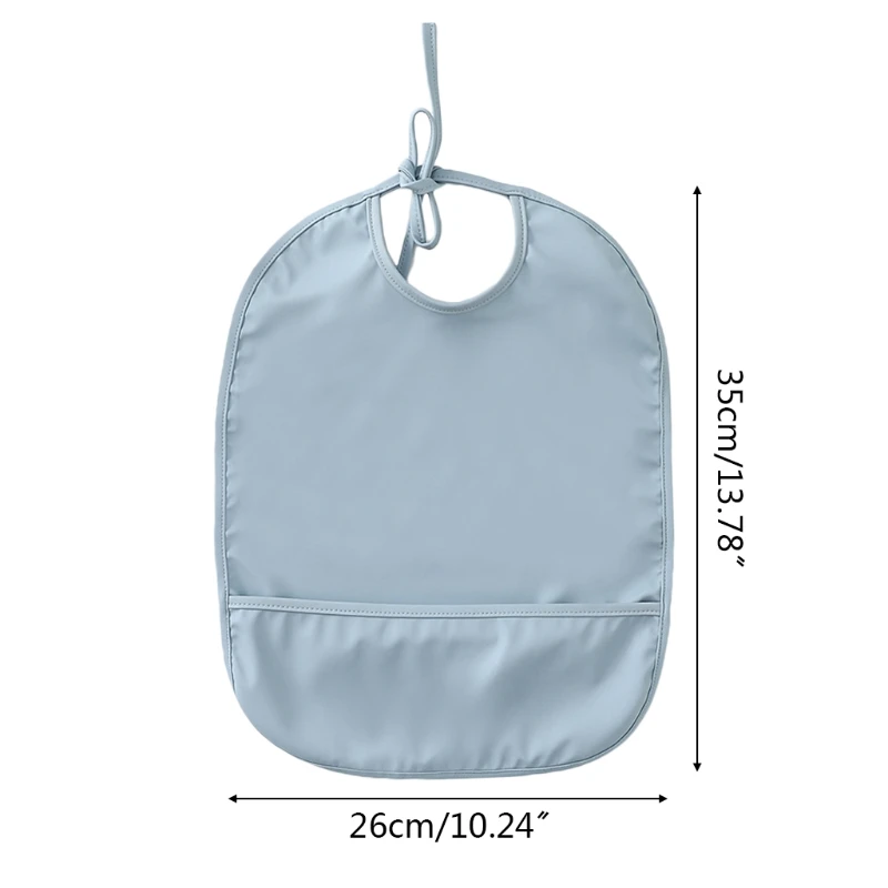 

F62D Solid Color Waterproof Bib with Pocket Baby Infants Feeding Drawing Apron Smock