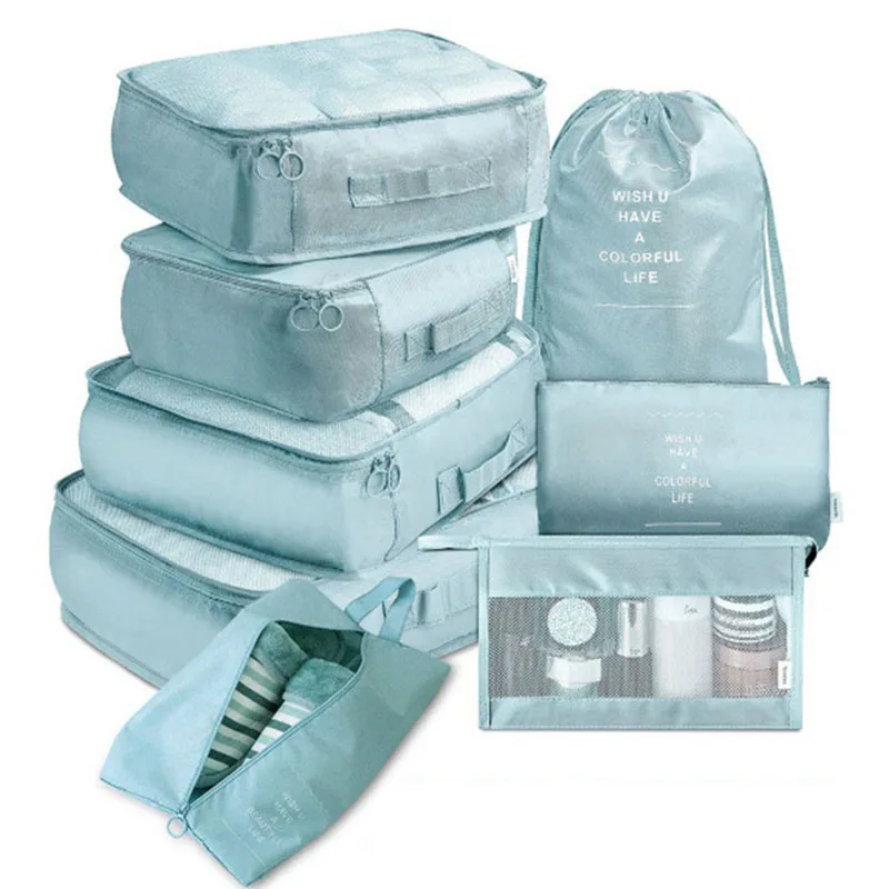 

8Pcs Set Travel Organizer Storage Bags Suitcase Packing Set Storage Cases Portable Luggage Organizer Clothes Shoe Tidy Pouch Bag