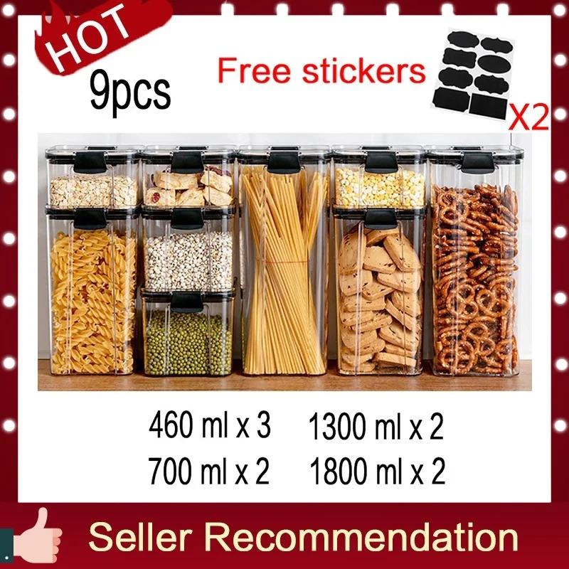 

1800ml Kitchen Sealed Jar Plastic Food Storage Box Set Stackable Multigrain Storage Tank Dried Fruit TeaJars Storages Containers