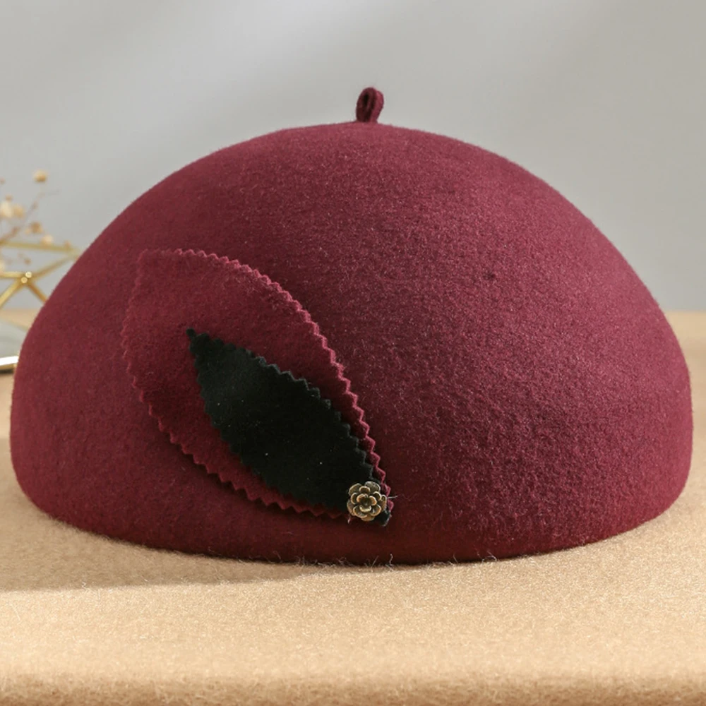Женская фетровая шляпа FS осенне-зимняя шляпа-купол с листьями | Аксессуары для