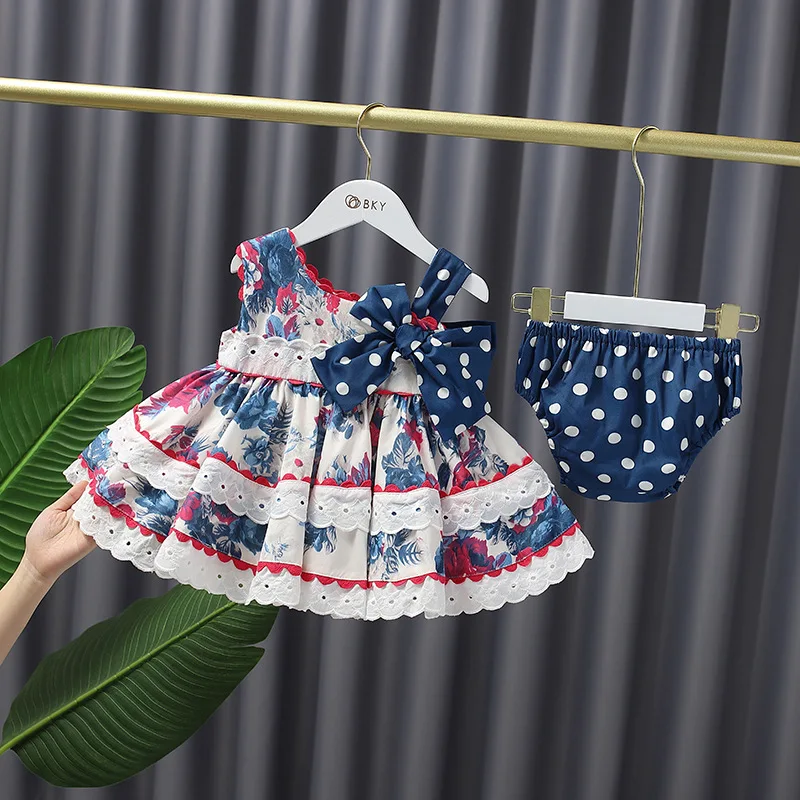 

2pcs Infant Baby Girls Clothing Set Tutu Dress Princess Cartoon Suit Lace Bow Costume +Shorts Birthday Christmas Outfits Toddler