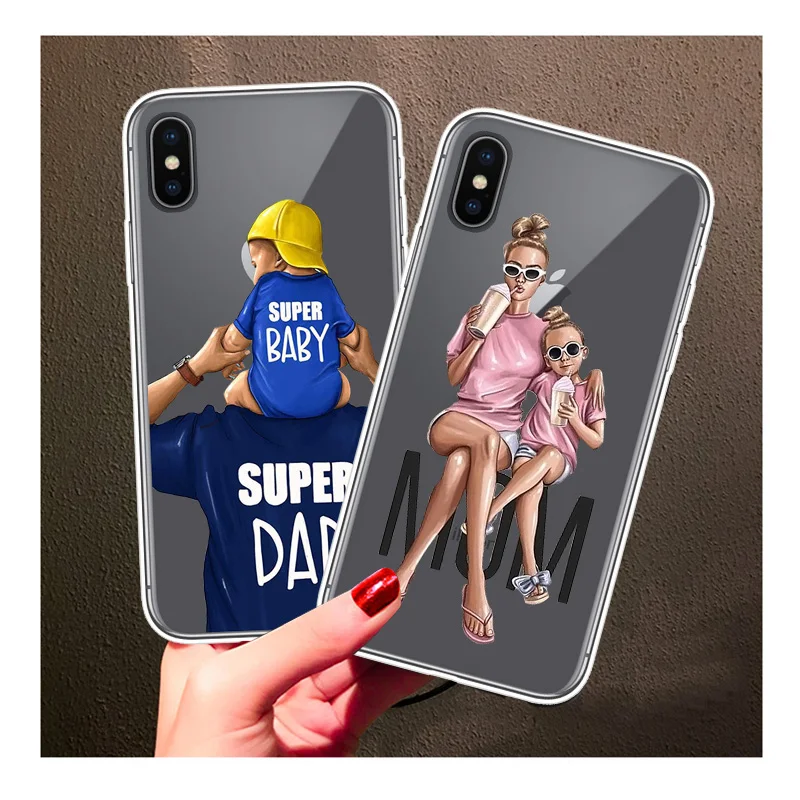 Силиконовый семейный чехол для iPhone 7 8 6 X XS Max 5 XR S Plus SE TPU мягкий телефона s iPhone7 мамы