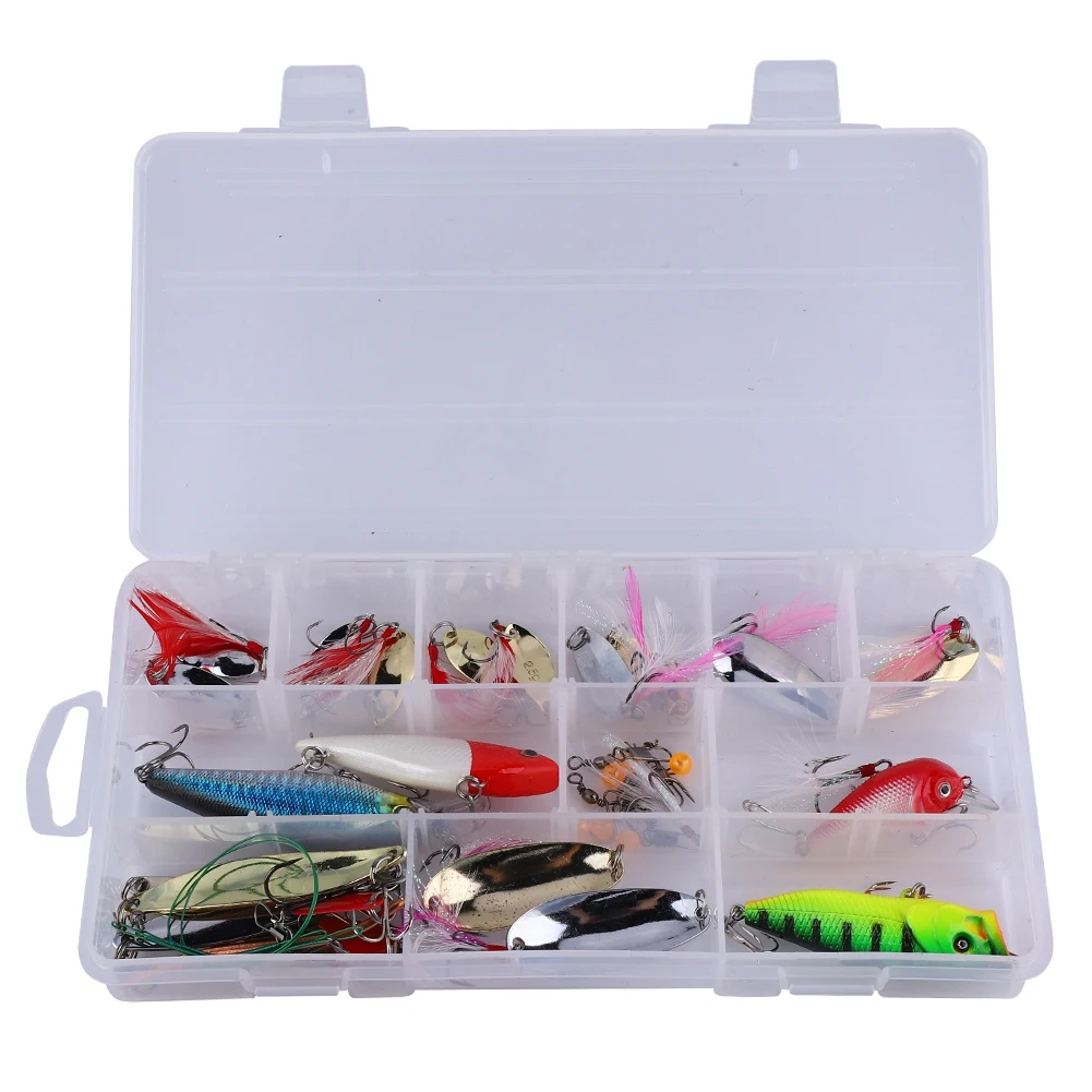 

40 Pcs Plastic Fishing Hard Lures Pencil Popper Sequins Bait Set With Box Fake Bait Set For Fishing Lovers