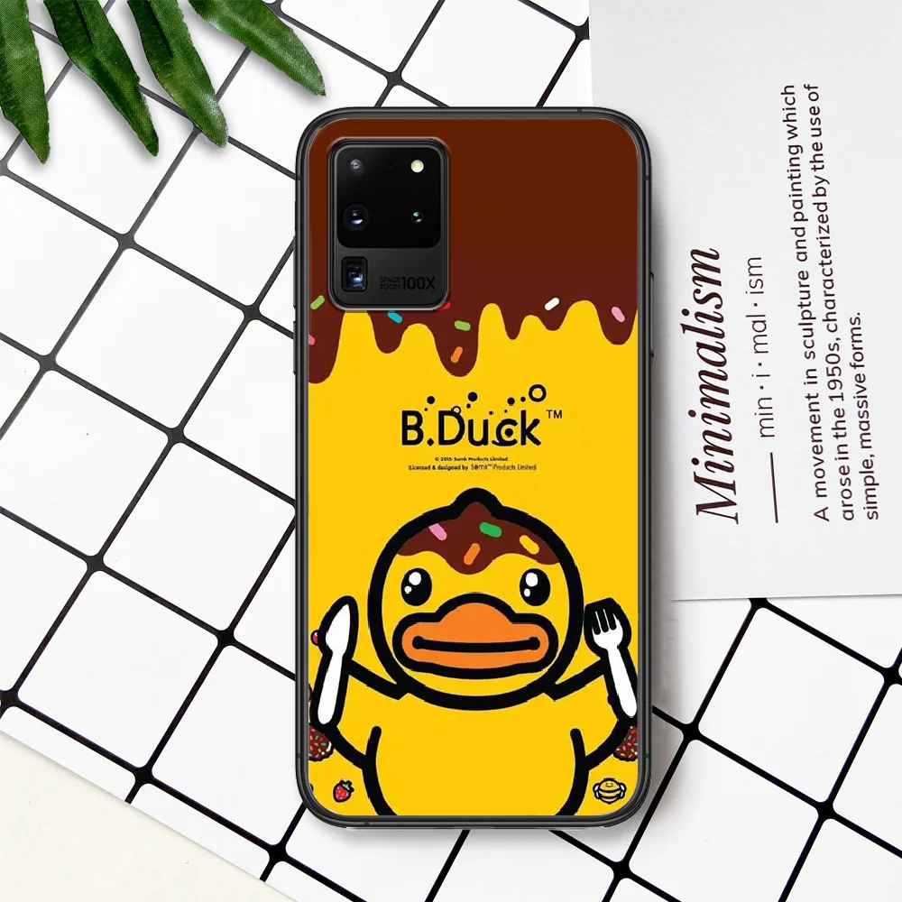 

Cartoon Yellow B DUCK Phone Case For Samsung Galaxy Note S 8 9 10 20 Plus E Lite Uitra black Waterproof Trend Funda 3D Bumper