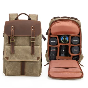 vintage batik canvas waterproof camera bag backpack case men for canon nikon dslr mirrorless slr cameras lens tripod photography free global shipping