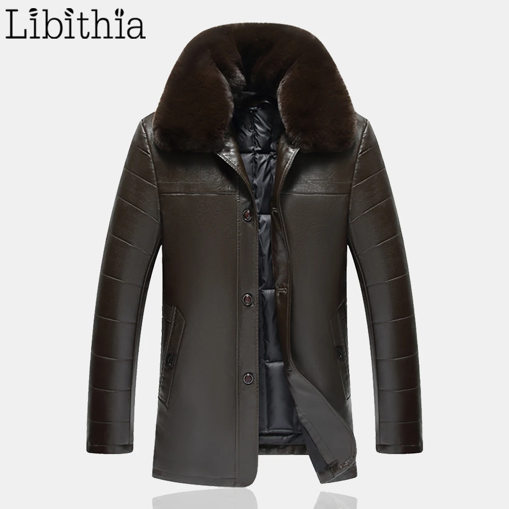 Мужские Куртки из искусственной кожи пальто воротник и съемная подкладка зимние