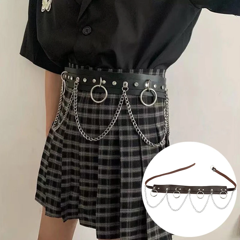 

1PCS Adjustable Disco Dancing Belt Sexy Women Gothic Heart Hiphop Belt Jk Waist Belt with Chain Harajuku Punk Style Belt