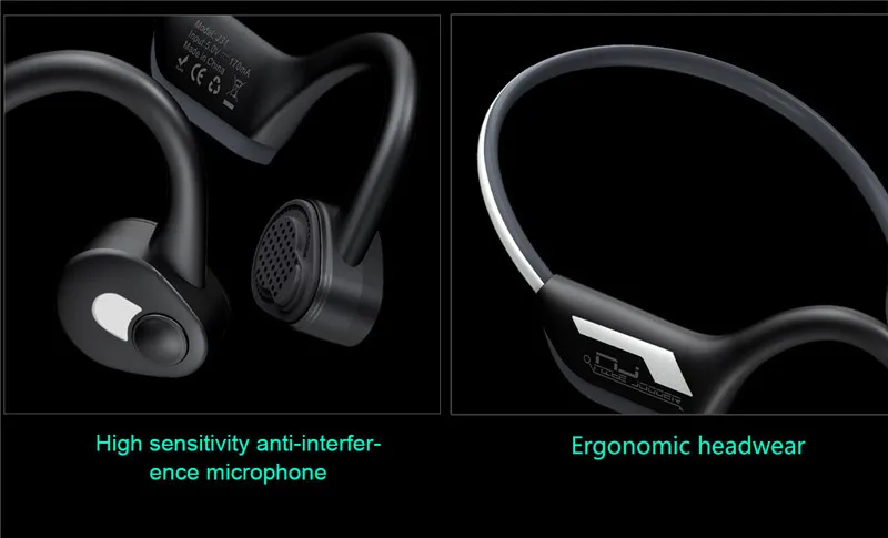 Bluetooth наушники с костной проводимостью, мужские спортивные наушники, не в ухо, висящие на шее, беспроводные бинауральные водонепроницаемые светящиеся наушники D8