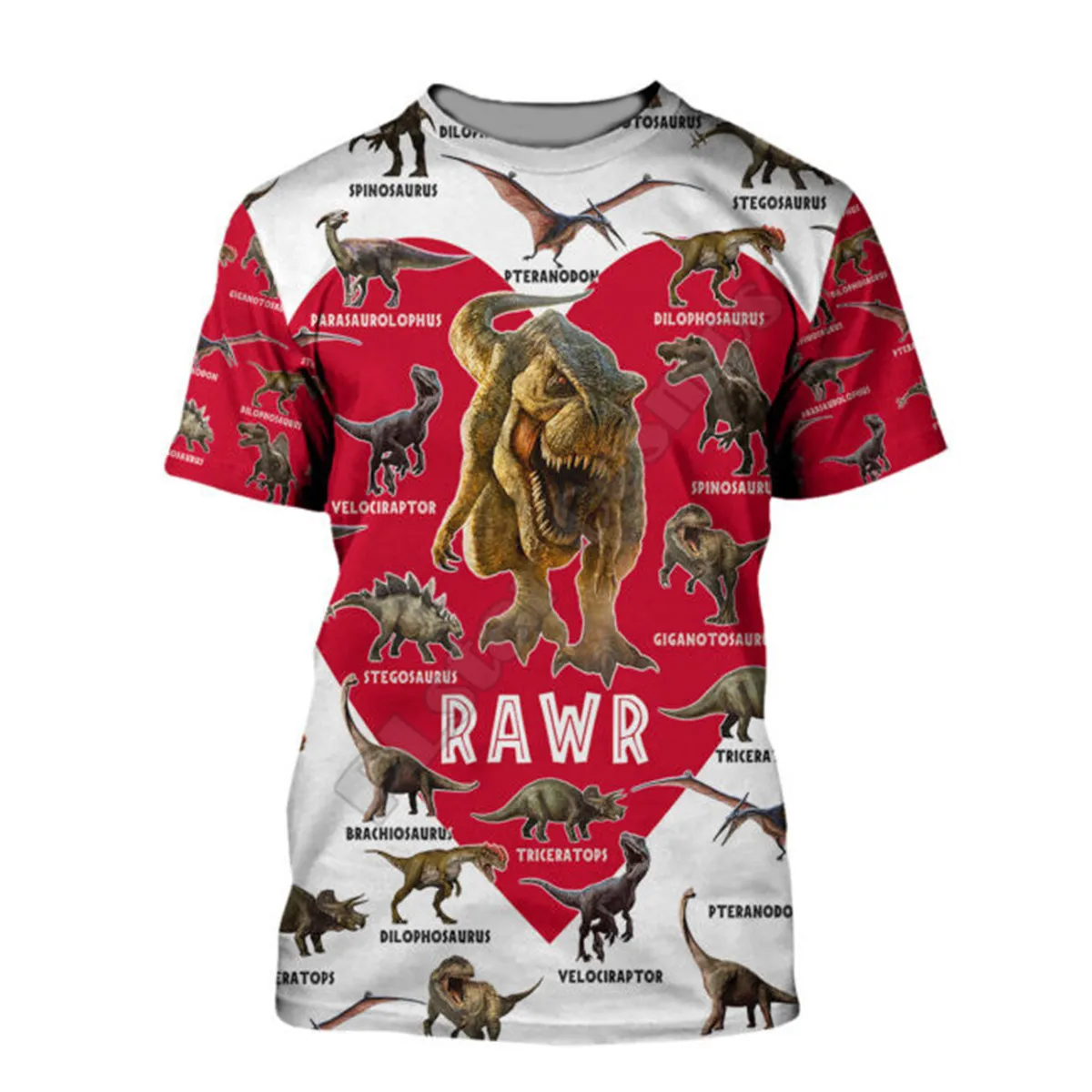 

PLstar Cosmos Love Dinosaur 3D Printed t-shirt Harajuku Streetwear T shirts Funny Animal Men For Women Short Sleeve 01